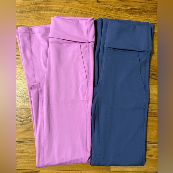 Yogalicious Girls Flare Leggings in Navy, Sky Blue, and Pink - Picture 2 of 5